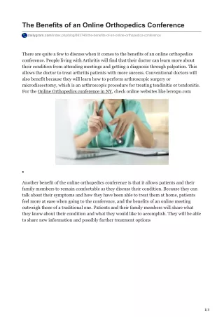 the benefits of an online orthopedics conference