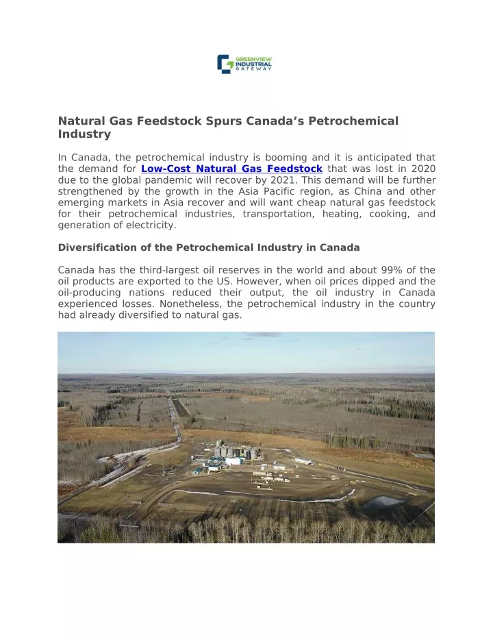 natural gas feedstock spurs canada