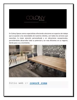 Cowork Roma |- ( Colonyspaces.mx )