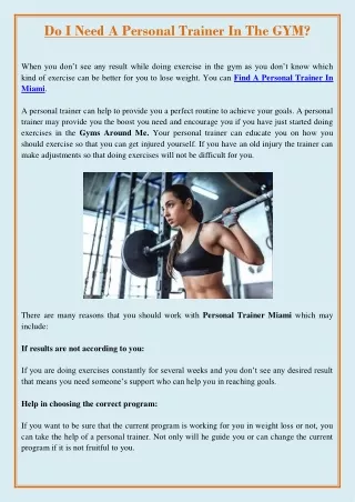 do i need a personal trainer in the gym
