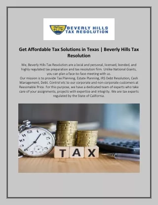 Get Affordable Tax Solutions in Texas | Beverly Hills Tax Resolution
