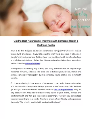 Get the Best Naturopathy Treatment with Somerset Health & Wellness Centre