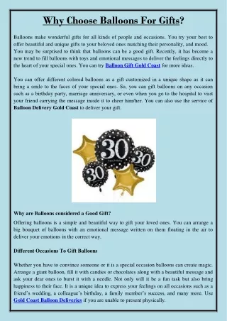 why choose balloons for gifts