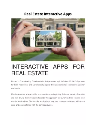 INTERACTIVE APPS FOR REAL ESTATE