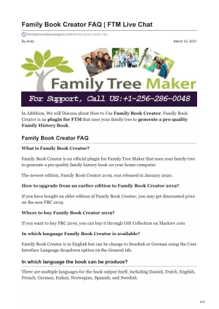 Family Book Creator FAQ