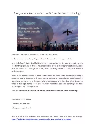 3 ways marketers can take benefit from the drone