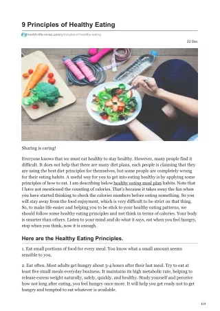 9 Principles of Healthy Eating