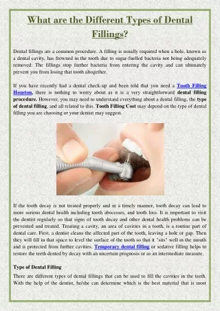 what are the different types of dental fillings