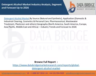 detergent alcohol market industry analysis