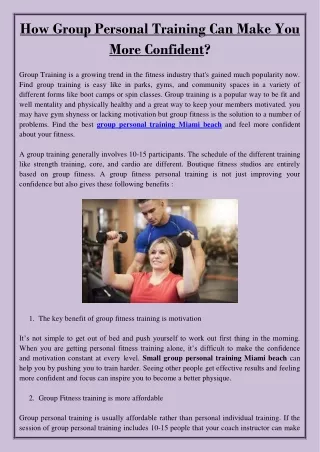 How Group Personal Training Can Make You More Confident?