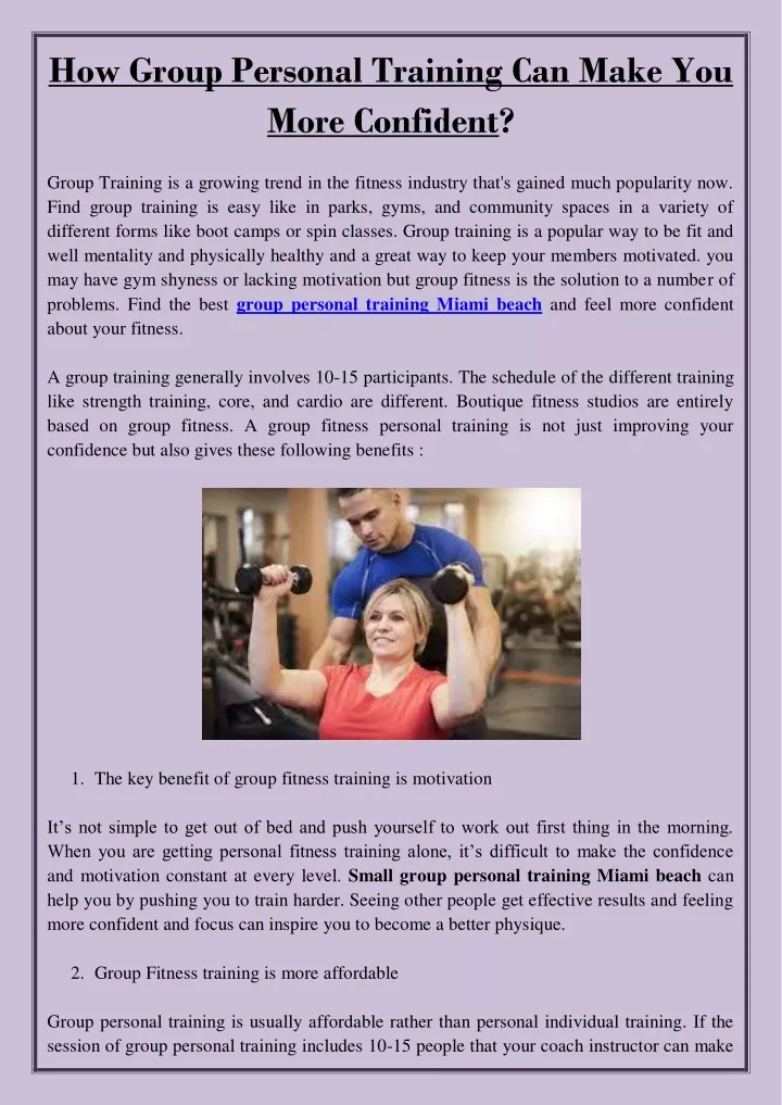 how group personal training can make you more