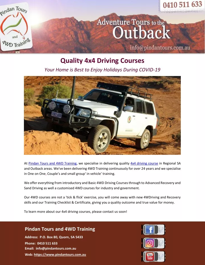 quality 4x4 driving courses your home is best