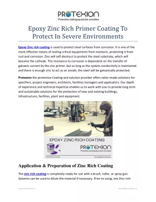epoxy zinc rich primer coating to protect