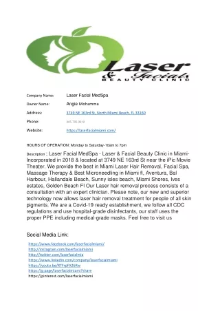 Laser Facial MedSpa- laser hair removal Miami