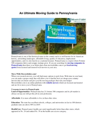 an ultimate moving guide to pennsylvania