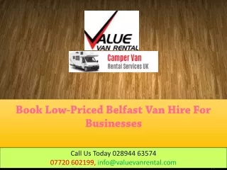 Book Low-Priced Belfast Van Hire For Businesses