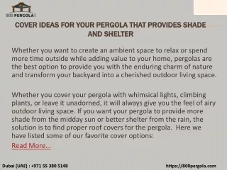 Cover Ideas for your Pergola that Provides Shade and Shelter