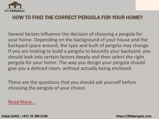 How to find the correct Pergola for your Home?