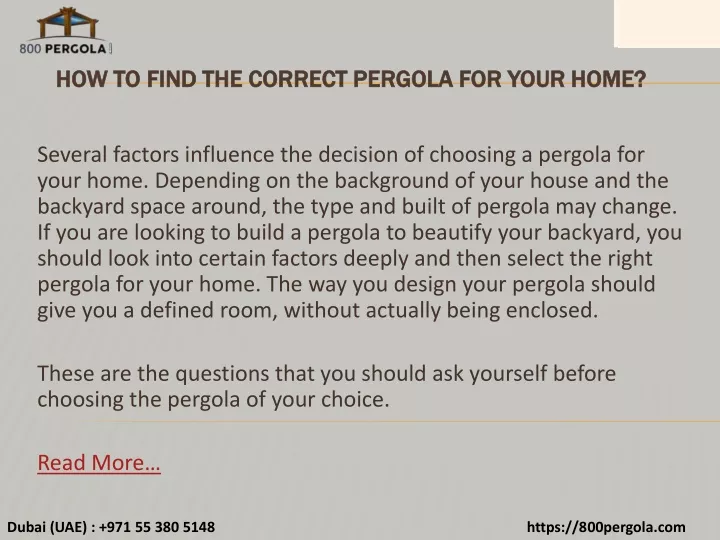 how to find the correct pergola for your home
