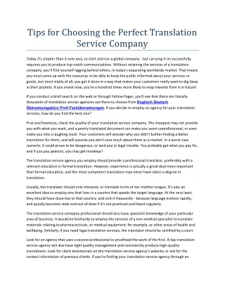 tips for choosing the perfect translation service