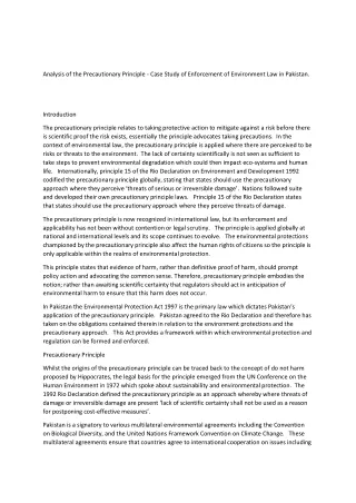 analysis of the precautionary principle case