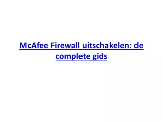 mcafee firewall uitschakelen de complete gids