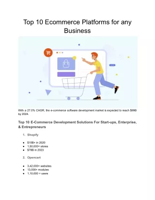 Top 10 ecommerce platforms for any business