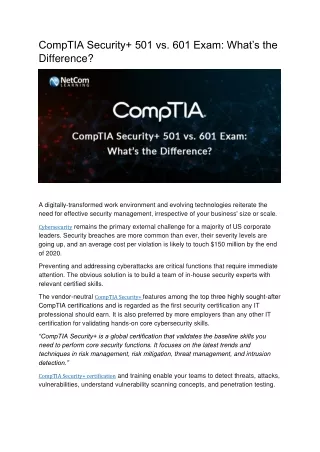 CompTIA Security  501 vs. 601 Exam: What’s the Difference?