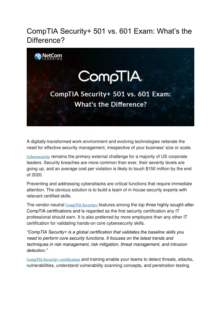 comptia security 501 vs 601 exam what