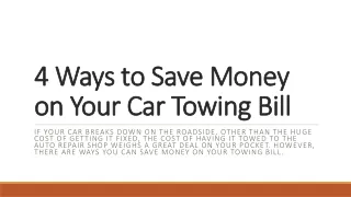 4 Ways to Save Money on Your Car Towing Bill