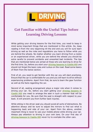get familiar with the useful tips before learning