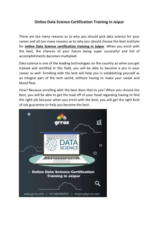 Online Data Science Certification Training in Jaipur