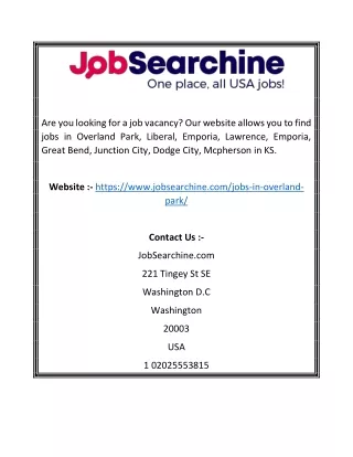 Jobs In Overland Park KS | JobSearchine.com