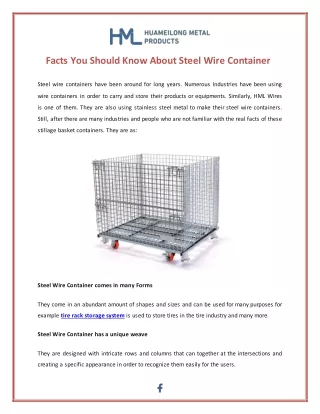 facts you should know about steel wire container