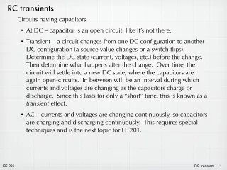 rc transients circuits having capacitors