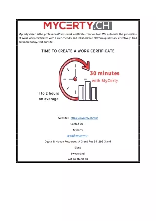 Swiss Work Certificate Creation Tool | Mycerty.ch/en