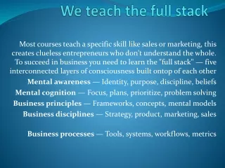 We Teach The Full Stack