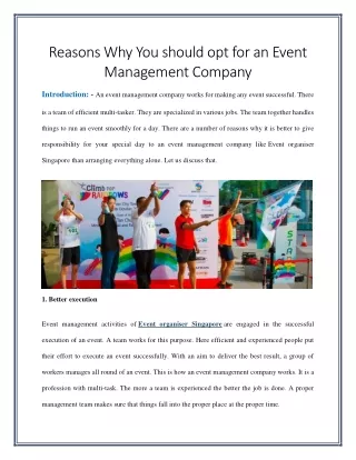 reasons why you should opt for an event