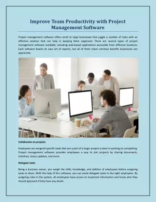 improve team productivity with project management