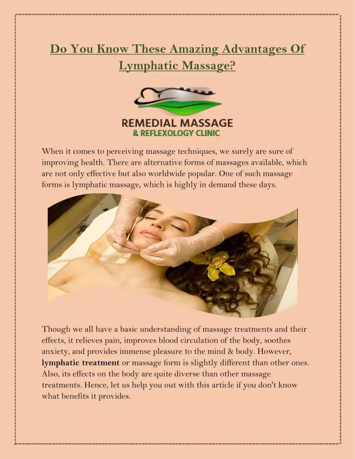 do you know these amazing advantages of lymphatic