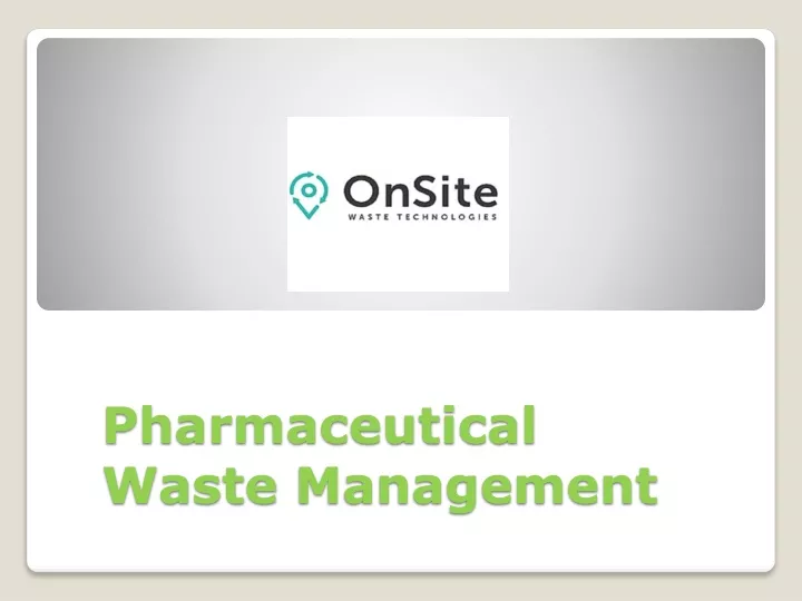 pharmaceutical waste management