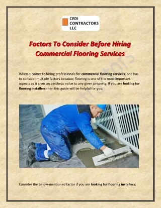 Factors To Consider Before Hiring Commercial Flooring Services In Texas