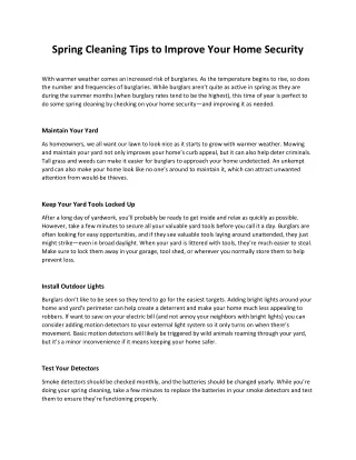 spring cleaning tips to improve your home security