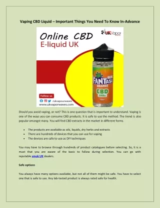 vaping cbd liquid important things you need
