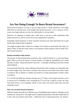 are you doing enough to boost brand awareness