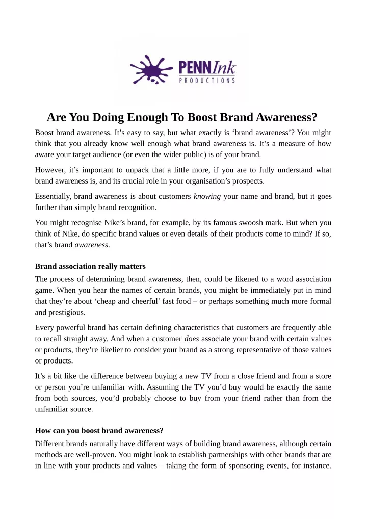 are you doing enough to boost brand awareness