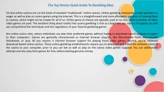 The Top Novice Quick Guide To Gambling Sites