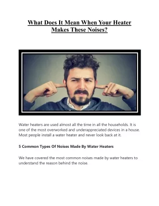 5 Common Types of Noises Made by Water Heaters