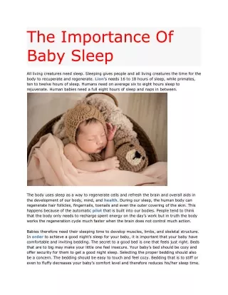 The Importance Of Baby Sleep