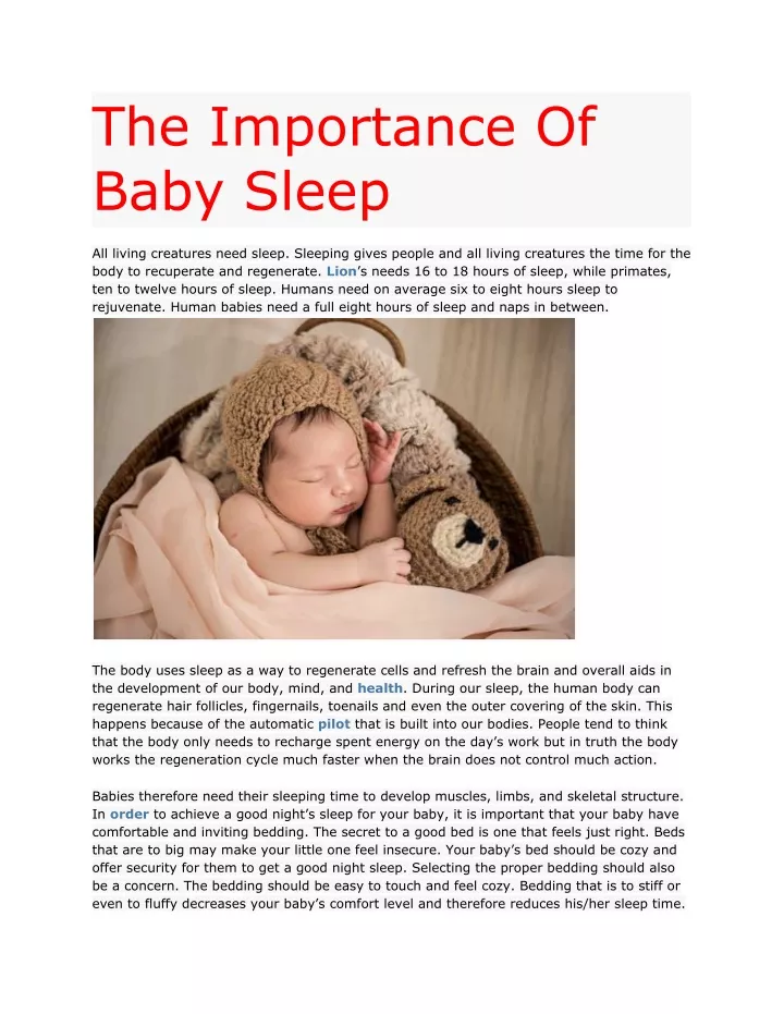 the importance of baby sleep